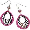 Handmade Orecchini pendenti fatti a mano con stampa zebrata - Bordo all'uncinetto rosa/malva, gioielli boho leggeri, orecchini statement animalier, accessori moda unici