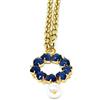 DodiGioielli.it Collana Pendente Donna Dorata - Occhio di Gatto Blu, Zirconi e Perla di Maiorca - Gioiello Artigianale Made in Italy - DodiGioielli