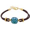 Malu Maiese Bracciale in caucciù marrone e cristallo Swarovski, base dorata placcata oro 18k, misura regolabile, regalo per donna