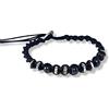 Generic Bracciale tribale in cotone cerato intrecciato a mano con inserti in osso e legno - Regolabile