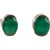Handmade Green Onyx Stud Earrings Minimalist Faceted Oval Gemstone 925 Sterling Silver Tiny Stud Jewelry
