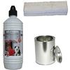 Moritz Starter Set 1 x 1000 ml di bioetanolo + 1 x barattolo di latta da 500 ml con coperchio + 1 x ovatta in ceramica per bruciatori per camino, stufa e stufa di sicurezza