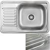 VBChome - Lavello da incasso, 66 x 42 cm, struttura satinata, con foro per rubinetto, in acciaio inox, lavello da cucina, sifone, lato sinistro, quadrato