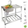 BRCYKRWY Lavello In Acciaio Inox Autoportante Esterno A Libera Installazione Cucina Commerciale Lavello Con Rubinetto E Ripiani Di Stoccaggio Con Banco Da Lavoro Per Ristorante Garage Lavanderia