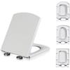 YOUGANG Sedile WC quadrato con chiusura ammortizzata, bianco, con cerniere a sgancio rapido, non si allenta mai, resistente, con chiusura, facile da pulire, coperchio del bagno (quadrato A)