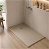 Inbagno Piatto doccia marmoresina con effetto pietra serie Karen, in diverse dimensioni e colori, spessore ultraslim 3 cm, riducibile su misura (80x170, Beige)