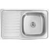 Omeere, Lavello da cucina da incasso in acciaio inox 304, spessore materiale 0,8 mm, lavello da cucina quadrato, 1 vasca con scolapiatti 80 lunghezza x 50 larghezza x 18 altezza (scolapiatti sinistro