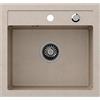 VBChome lavello 50 x 47 cm lavello in granito beige lavello da cucina a una vasca da incasso lavello in composito lavello da cucina lavello maculato sifone