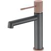 MICE COLLECTION Rubinetto lavabo monocomando grigio opaco e champagne Line Imex BDD038-1GC