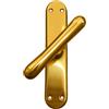 inferramenta Maniglia Cremonese Modello A Goccia Con Placca Lunga | Finitura Oro Lucido o Cromo Satinato | Design Elegante E Classico Per Porte E Finestre Legno (Con Perni, Oro Lucido)