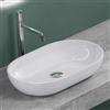 Mai & Mai Lavabo da Appoggio 54x34x10.5cm, Lavandino Bagno da Appoggio Ovale Colossum808 Lavabo da Marmo Fuso Biano Brillante