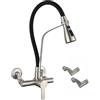 SJQKA Rubinetto Cucina a Muro Nero, Girevole a 180° Rubinetto per Cucina in Acciaio inossidabile,Monocomando Miscelatore Cucina Calda e Fredda Regolabile
