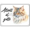 Lovelytiles Cartello Attenti Al Gatto 15 X 20 Cm,Facile da installare, per Uso Interno o Esterno,Resistente UV,Resistente alle intemperie, Decorazioni Per La Casa