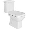 Inbagno Vaso monoblocco tradizionale con cassetta in ceramica e scarico a terra, copriwc originale in termoindurente, GINEVRA