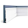 Orac Decor Orac Battiscopa SX191 200 cm x 2,1 cm x 21 cm Polistirene estruso (HDPS) classica liscia con canali passacavi primerizzato
