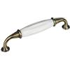 SOTECH 5 x SO-TECH® Maniglia in Porcellana JOHANNA Finitura Ottone Antico bianco Distanza Fori 128 mm Maniglia per Mobile
