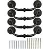 TopHomer - 4 maniglie vintage per cassetti, tiratrici antiche ad anello con viti, kit universale, maniglie per armadietto da 14 cm, per camera da letto, bagno, cucina, guardaroba [Ferro Nero]