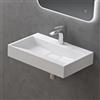 doporro Lavabo Bagno Rettangolare 50 cm, Lavandino Bagno da Appoggio o Sospeso in Minerale Fuso Bianco Opaco, Foro Rubinetto, Scarico Incluso Colossum19