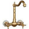 FQYEP Rubinetto Lavello Cucina A Muro Girevole Miscelatore Lavabo Antico in Ottone,Antico,Alto