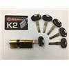 Ownhut Cilindro Securemme K2 3200 COL OTTONE LUCIDO mm. 30-50 A+B a profilo europeo In dotazione 1 chiave da cantiere 5 chiavi padronali sigillate codecard vite di fissaggio