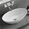 doporro Lavabo da Appoggio, Lavandino Bagno 62.5x34.5x17.5cm, Lavabo Ovale da Minerale Fuso Colossum807, Biano Opaco