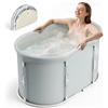 Lischwert Vasca pieghevole per doccia, vasca autoportante per bagno caldo e bagno ghiacciato, vasca portatile per adulti (ovale)