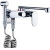 XJTNLB Miscelatore Rubinetto Cucina a Muro con Doccetta Estraibile Bagliore Miscelatore Lavello Cucina Girevole a 360° Rubinetto Miscelatore Rubinetti da Muro-Chrome-B._30 Cm