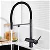 ZPSPZ Rubinetto Cucina 3 Vie Estraibile Girevole 2 Maniglie Acqua Fredda e Calda Ottone Miscelatore Cucina 3 Vie-Nero