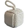 moorg Ferma Porta in Corda Bianca 16x16x25 cm - Forma Cubo, Fermaporte Decorativo Stile Nautico, Robusto per Interni ed Esterni, Tessuto Elegante con Manico