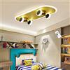 FUMIMID Skateboard Plafoniera Moderna Lampada Da Soffitto Dimmerabile LED 32W Cartoon Lampada Per Bambini Lampadario Acrilico Ragazzi Ragazze Camera Da Letto Illuminazione Cameretta Soggiorno Oro, 60cm