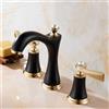 XJTNLB Miscelatore Lavabo 3 Fori Bagno Stile Classico Acqua Calda e Fredda Rubinetto Vintage Bagno Lavabo con Due Maniglie, Nero