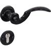 Gedotec Maniglia per porta in ferro battuto 1 set - maniglia per porta in nero antico maniglia per porta su rosetta - LIVIGNO | PZ - cilindro profilo | ghisa nera rustica