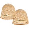 HAMPPLIES Paralume Lampadario in Bambù Intrecciato Rustico 2 Pezzi per Lampada Sospensione Soffitto, Struttura Semplice e Stabile, per Lampade a Sospensione in Casa