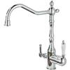 XJTNLB Miscelatore Cucina Vintage Rubinetto Lavello Cucina 3 Vie Cromato Rubinetto per Depuratore Acqua a Doppia Leva Rubinetti Cucina