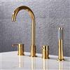 XJTNLB Rubinetto Doccia Bagno Rubinetteria Bordo Vasca 4 Fori, Miscelatore Vasca da Bagno con Doccetta Oro