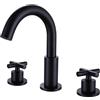 XDSMB Rubinetto Bagno Lavabo 2 Manopole a Croce Nero Collo di Cigno Set Rubinetti Bagno 3 Fori,nero