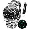 OLEVS Orologi da uomo in acciaio inox, analogico, al quarzo, cronografo, fasi lunari, impermeabile, datario, luminoso, orologio da polso da uomo, regalo per uomo, 5885: argento e retro, Semplicità