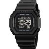 Gosasa Classic Square Face Unisex Donna Uomo Digitale Multifunzione Outdoor Casual Orologio Conto alla rovescia 50M Impermeabile Led Light Orologio da polso, D Black