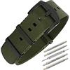 Masar 20mm Premium NATO - Universale - Nylon Cinturino Orologio Watch Straps, fibbia nera, Nato | Green Army Black, 20 mm