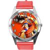 TAPORT Orologio rotondo in pelle rossa per gli appassionati di Anime Fighters, rosso, cinturino, rosso, Cinghia