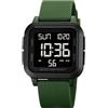 findtime Orologio digitale quadrato a LED con numeri grandi, orologio da polso per uomo e donna, unisex, per attività all'aperto, con allarme/timer/doppio orno/cronometro/12/24H, verde/nero, cinghia