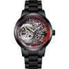 OBLVLO Retro Sport Uomini Scheletro Orologio Automatico Cinturino Meccanico In Pelle Di Vitello Cristallo Minerale Impermeabile Quadrante 45mm VM