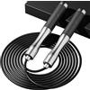nonogo Corda da salto per fitness - Speed Exercise Jumprope per donne e uomini con lunghezza regolabile, corde per saltare e maniglie in lega e silicone, adatta per allenamento, boxe, casa, palestra (nero)
