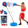 RELAX4LIFE Punching Ball con Guantini per Adulti e Bambini, Sacco da Boxe con Altezza Regolabile 120-154 cm, Palla di Pugilato da Terra con Base Stabile