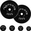 MSPORTS Coppia di dischi professionali per bilancieri e manubri, 100% ghisa, 5-30 kg, 2 x 10 kg - nero, allenamento di forza