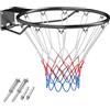 GYMAX Canestro da Basket, Anello da Pallacanestro da Parte, Cerchio in Metallo da 48 cm con Rete, Canestro da Basket Professionale per Interno ed Esterno, Resistente alle Intemperie