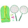plplaaoo Set di racchette da badminton per bambini con borsa per il trasporto, kit da badminton per bambini, leggero, portatile, rete ad alta elasticità, impugnatura comoda per sport (Verde)