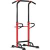 DlandHome Sedia romana per allenamento della forza, regolabile, dips, barra per trazioni, trazioni, per addominali, braccioli, fitness, rosso/nero