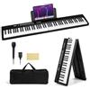 COSTWAY Pianoforte Elettronico Pieghevole a 88 Tasti, Piano Digitale con MIDI, 1000 Ritmi, 1000 Timbri, 150 Canzoni Demo, Registrazione, Borsa da Trasporto, per Principianti (Nero)