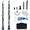 Jopwkuin Clarinetto in sib per principianti, Bachelite Pulsante di nichelatura anti-ossidazione Strumenti musicali dell'orchestra con 1 scatola di canna, custodia, panno per la pulizia(blu scuro)